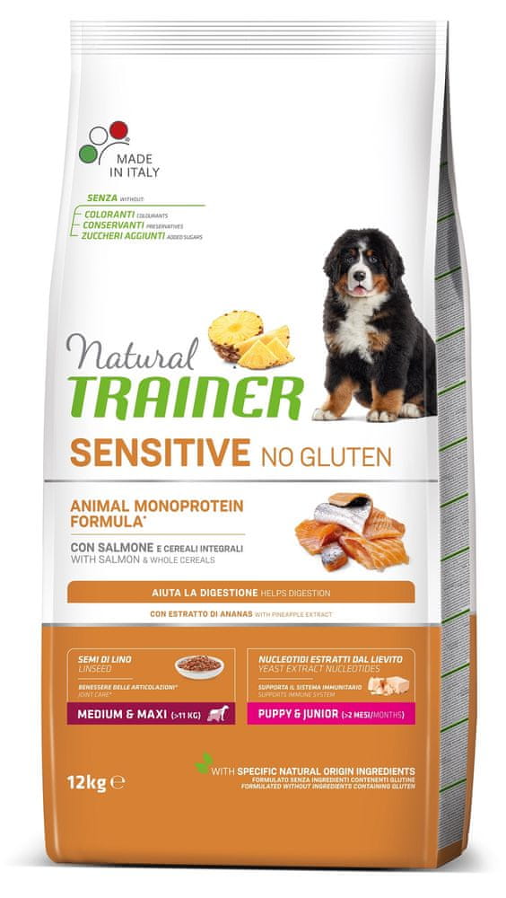 TRAINER Natural SENSITIVE No Gluten Puppy & Jun M / M losos 12 kg